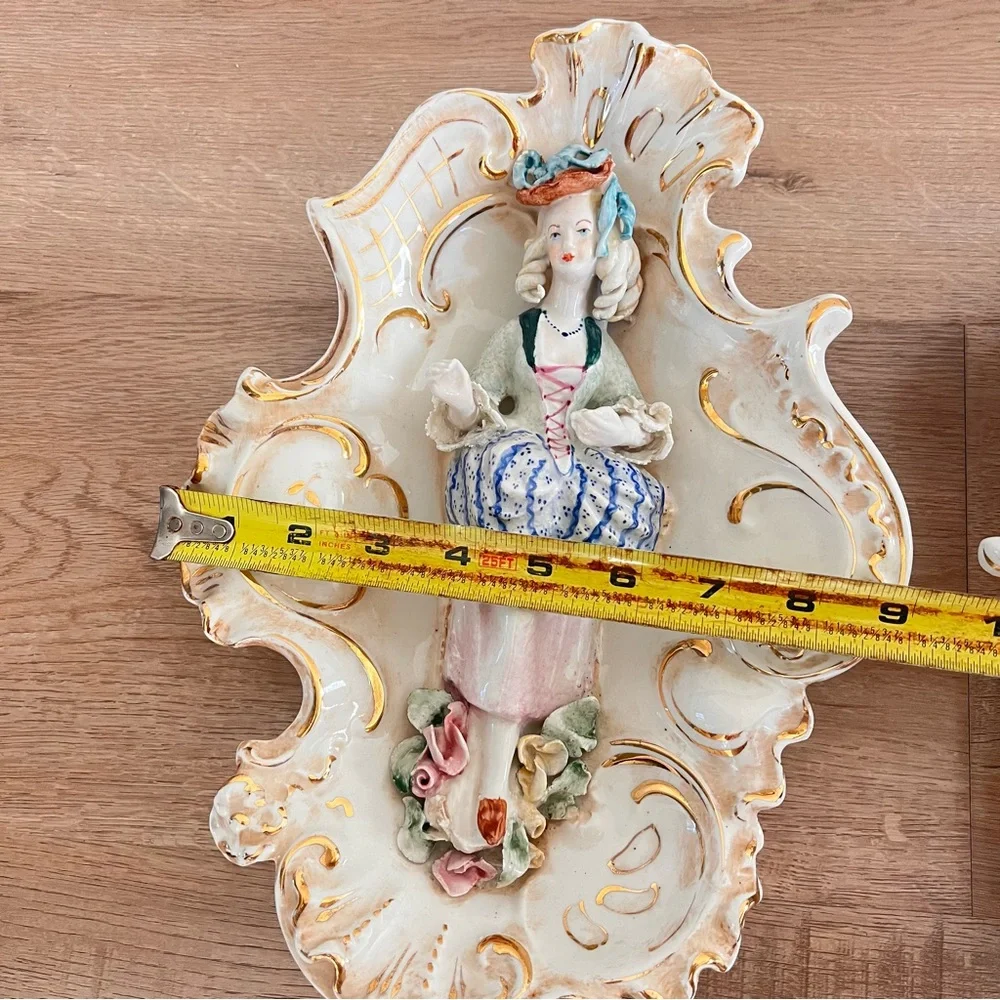 2 PCs RARE Vintage‎ Cordey Porcelain Wall Art Plaque Numbered Victorian Rococo
